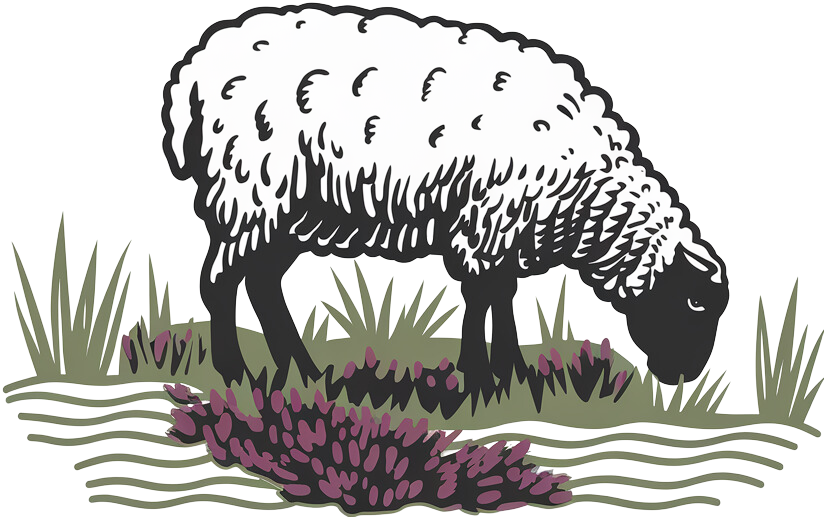 Wildmoor logo: a sheep grazing